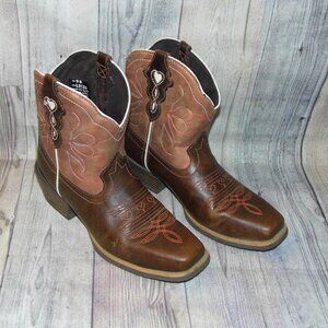 JUSTIN Gypsy Chellie Brown Square Toe Western Booties Womens Size 9 B